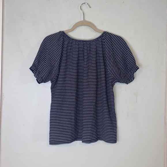 Texture & Thread Madewell Stripe Peasant Visit Top Deep Navy Ellis Stripe- Sz M - Picture 7 of 10